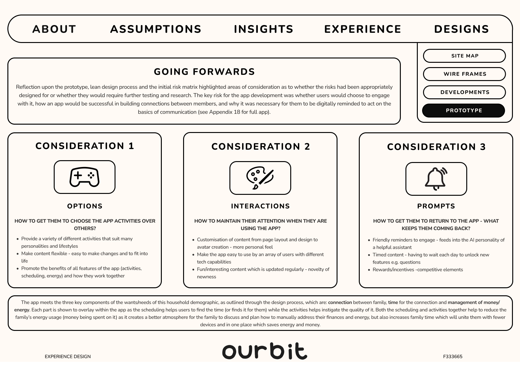 Future considerations: choice, ongoing interaction and return prompts.